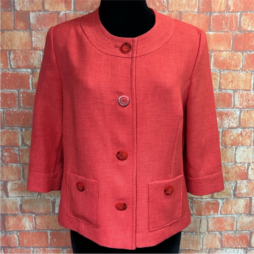 Alfred Dunner Vintage Linen Look Button-Up Jacket